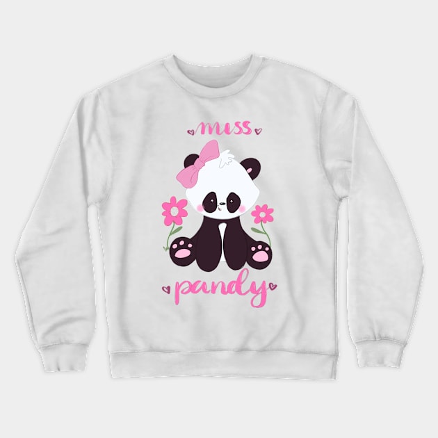 Miss Pandy - Cute Panda Design - Onesie Design- Onesies for Babies Crewneck Sweatshirt by Onyi